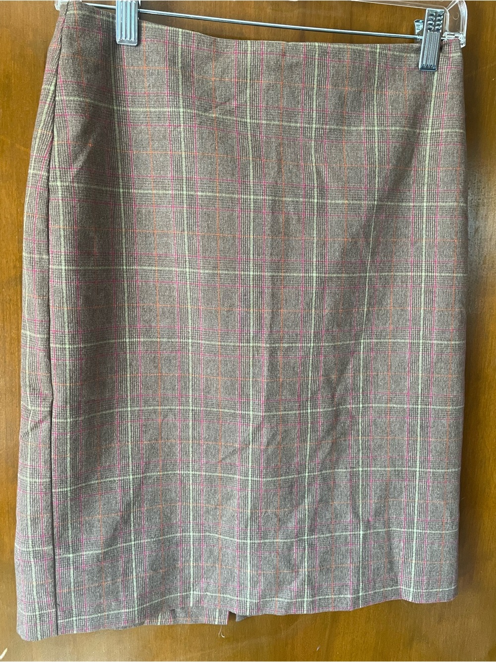 United Colors Of Benetton Brown Plaid Pencil Skirt with Pink & Cream Lines